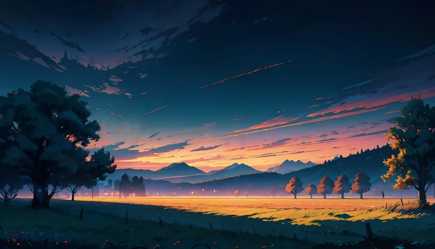 Thưởng thức khoảnh khắc yên bình với ảnh anime thiên nhiên buổi tối