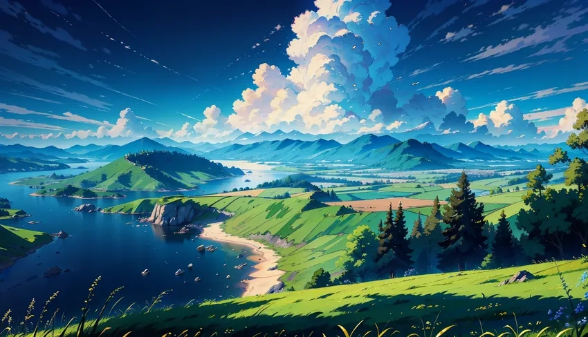 Ngắm lá vàng rơi trong ảnh anime thiên nhiên mùa thu