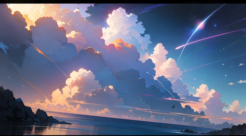 Anime phong cảnh trời mùa thu vàng rực đầy thơ mộng