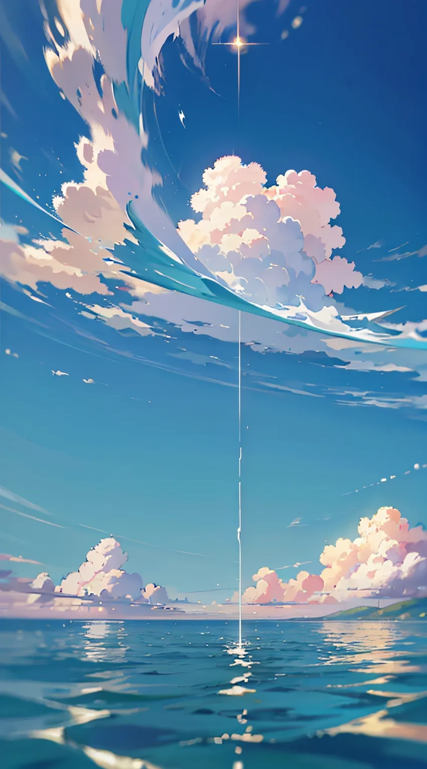 Hình nền anime biển sống động mang cảm giác thư giãn