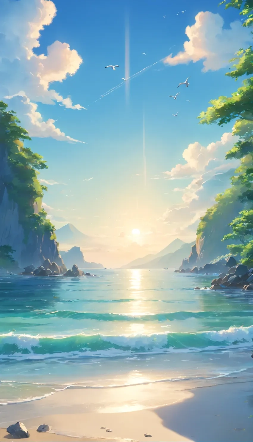 Tranh anime biển đẹp như mơ cho góc sáng tạo của bạn