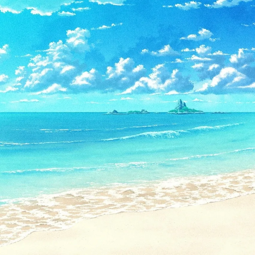 Hình nền anime biển đơn giản nhưng cực kỳ thư giãn