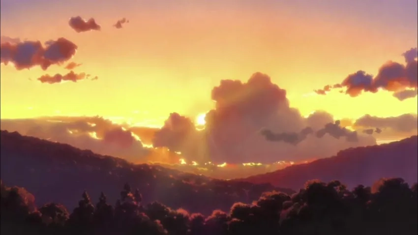 Wallpaper phong cảnh anime bình minh dịu dàng cho mắt