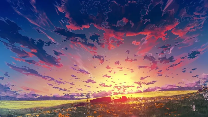 Tranh phong cảnh anime sunrise tuyệt đẹp cho người yêu nghệ thuật