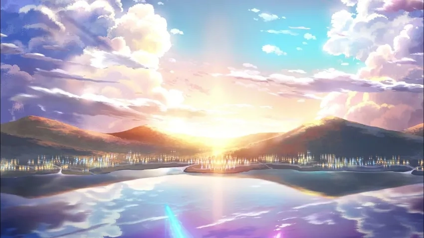 Background phong cảnh anime sunrise làm mới desktop của bạn