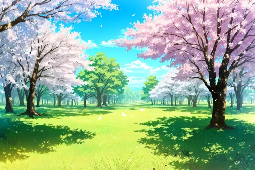 Hình ảnh anime công viên hoàng hôn dịu dàng ấm áp