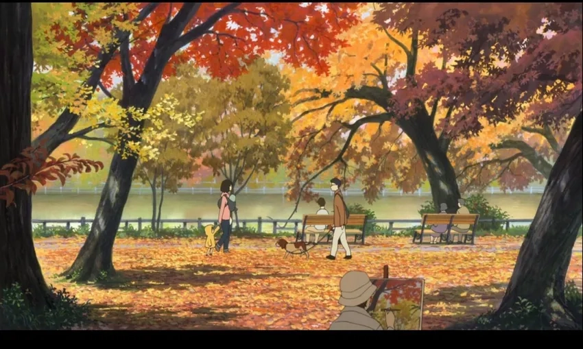 Anime công viên trời xanh tươi sáng và đầy sức sống