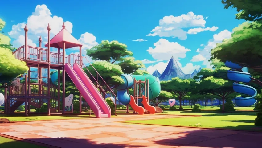 Anime công viên thành phố hòa quyện thiên nhiên và đô thị