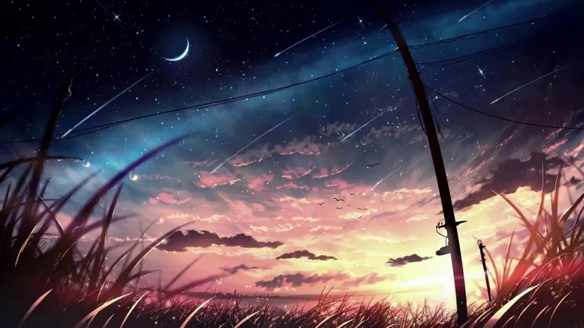 Ảnh background anime night tạo cảm giác bình yên