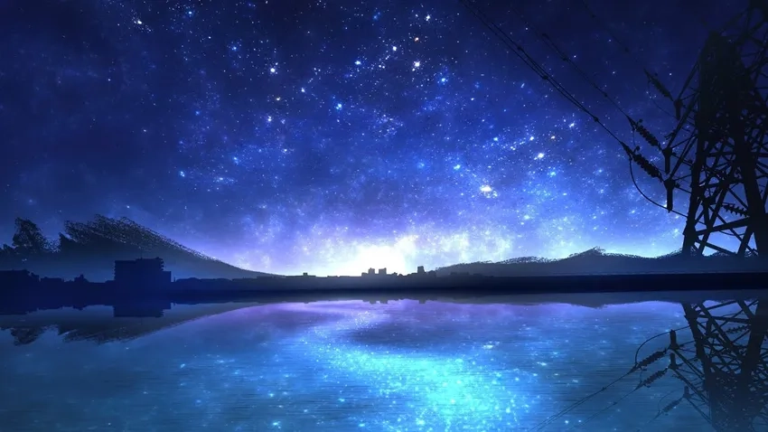 Phong cảnh anime đêm tối giản nhưng cực chất