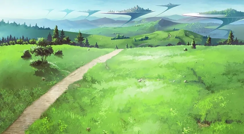 Background anime đồi cỏ nhẹ nhàng cho máy tính