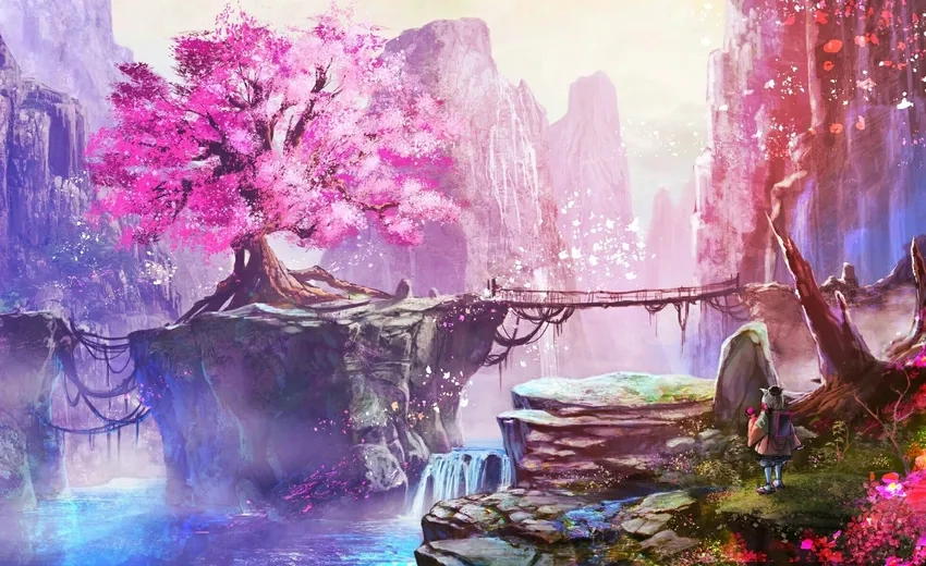 Tranh anime phong cảnh fantasy đẹp như trong mơ