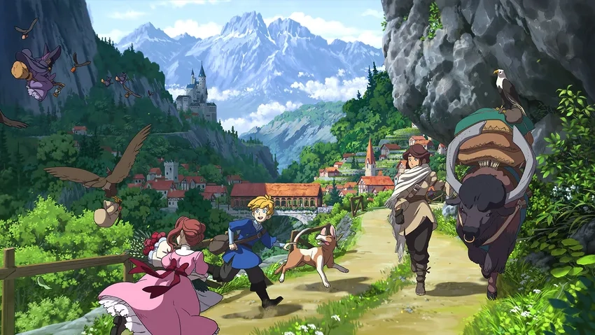 Anime phong cảnh thành phố fantasy hiện đại và huyền ảo