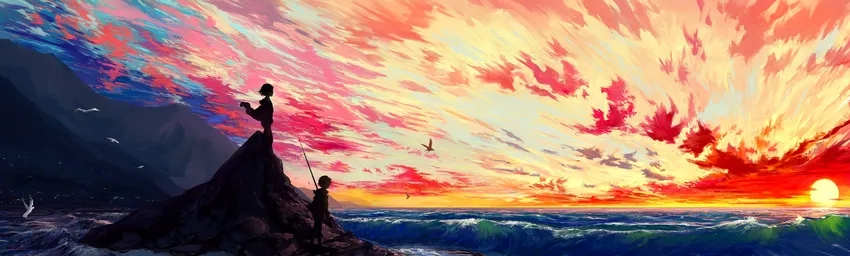 Wallpaper anime sunset lãng mạn khó quên