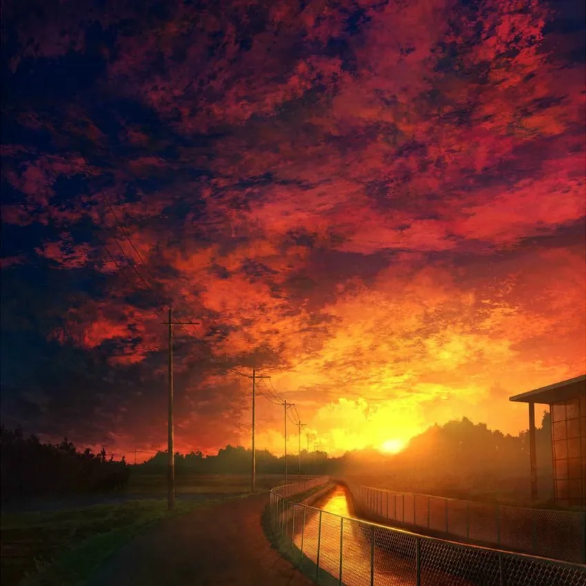 Ảnh anime hoàng hôn đẹp mắt cho tâm hồn thư giãn