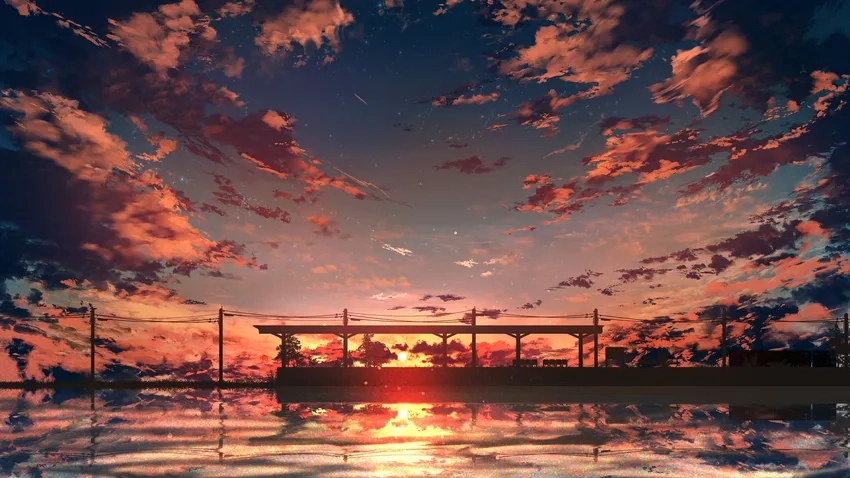 Ảnh nền anime hoàng hôn lung linh cho thiết bị của bạn