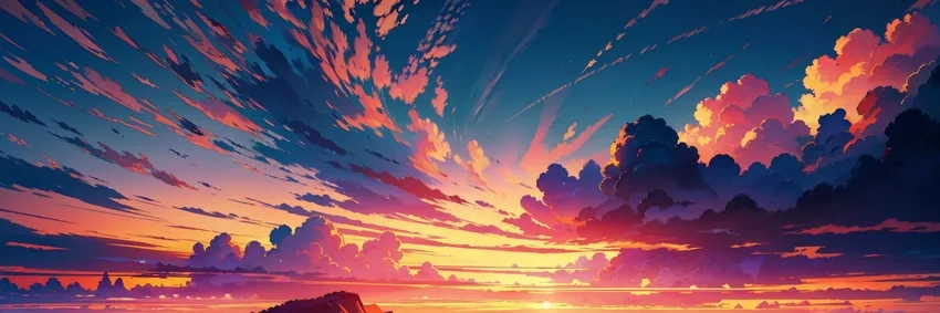 Sunset anime background lãng mạn cho không gian số