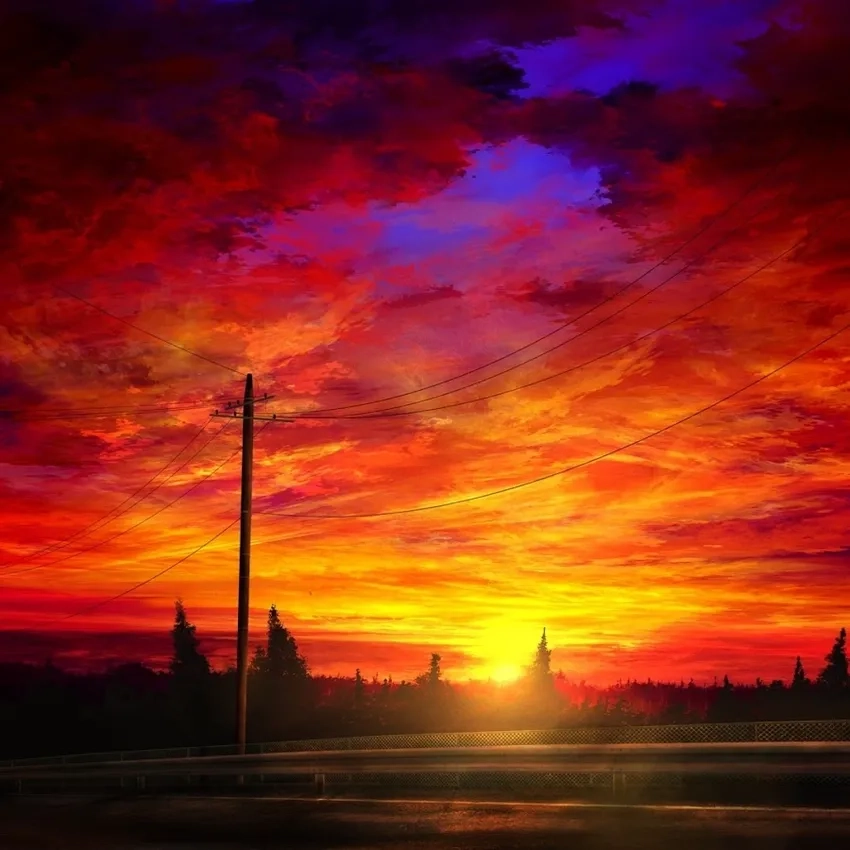 Anime hoàng hôn 4K sắc nét sống động tuyệt vời