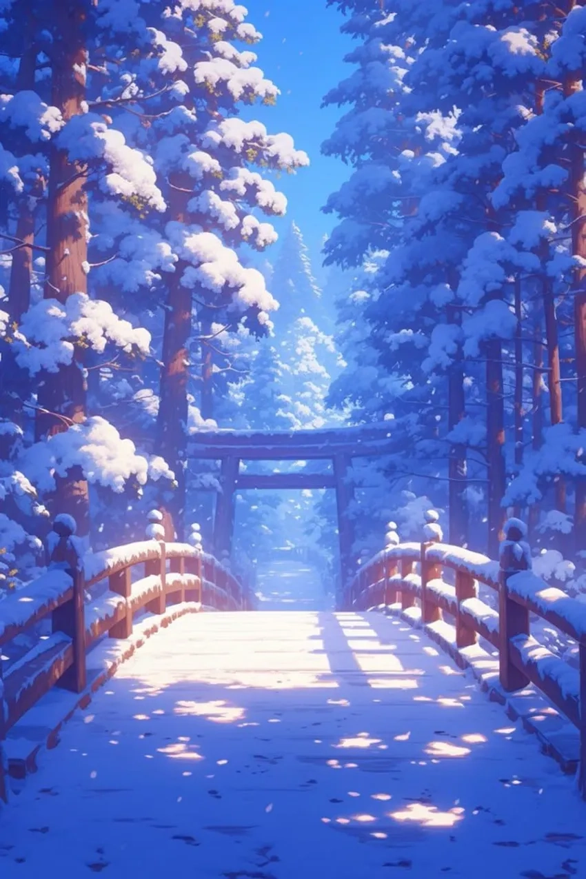 Anime phong cảnh tuyết trắng tuyệt đẹp ở Tokyo