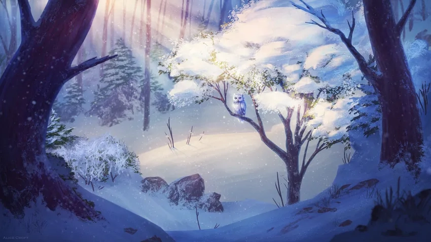 Background anime mùa đông lãng mạn và chill