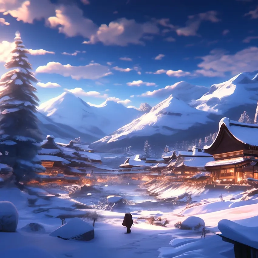 Hình nền anime tuyết 4K sắc nét và sống động