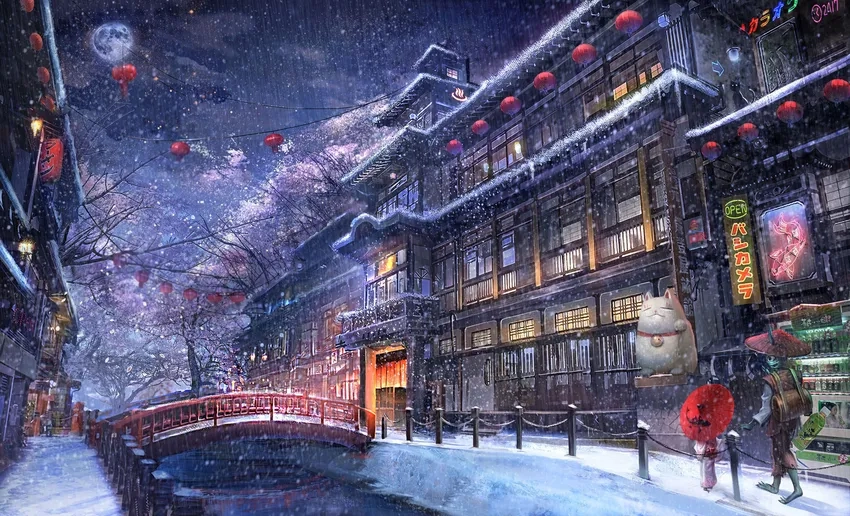 Wallpaper anime winter snow đẹp ngất ngây