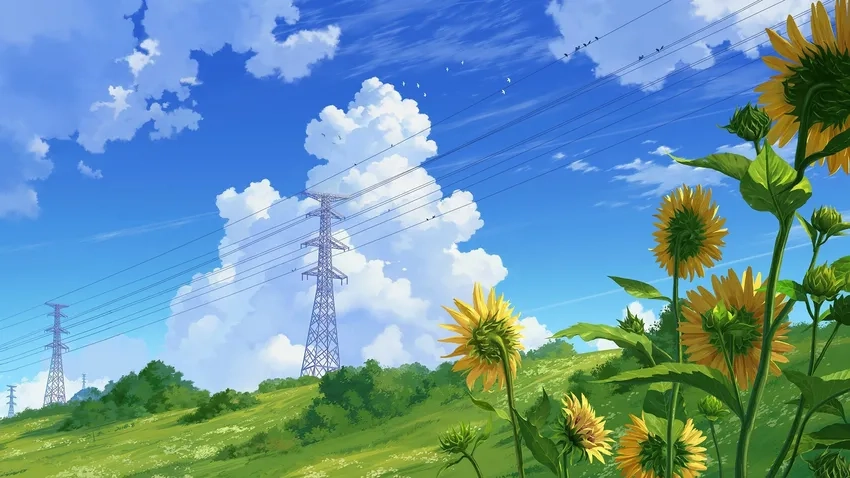 Background anime mùa hè công viên Sài Gòn rực rỡ