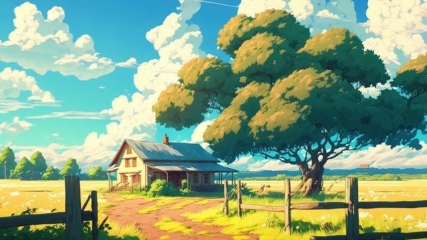 Anime phong cảnh làng quê mùa hè trong lành