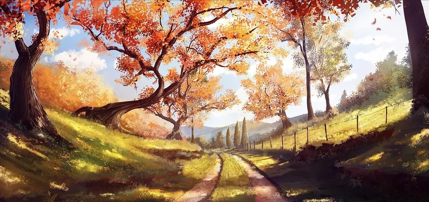 Background anime rừng thu Nhật Bản tuyệt đẹp cho bạn