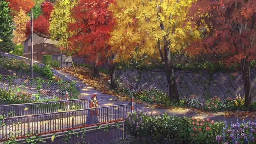 Ảnh anime mùa thu 4K sắc nét cho màn hình máy tính