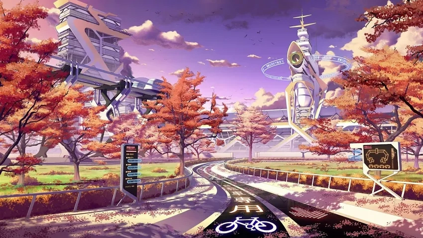 Hình ảnh anime mùa thu Nhật rực rỡ sắc đỏ vàng