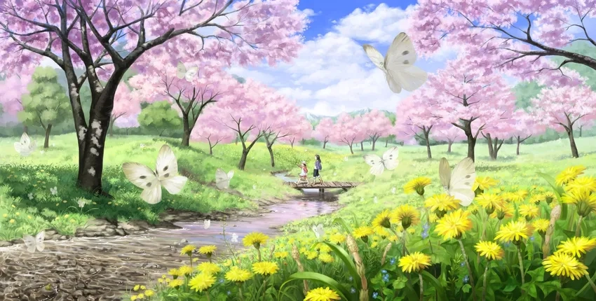 Background anime mùa xuân đẹp như mơ
