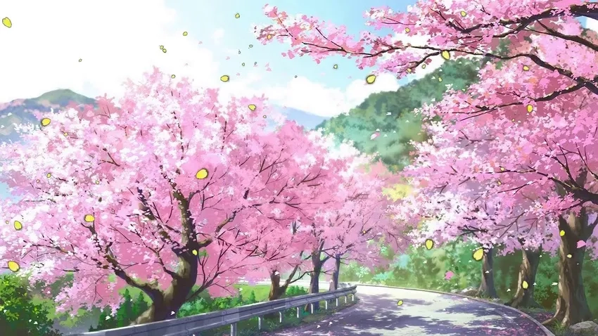 Anime phong cảnh làng quê xuân bình yên