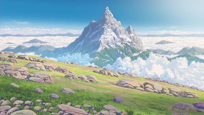 Anime phong cảnh núi cao hùng vĩ khiến trái tim bạn rung động