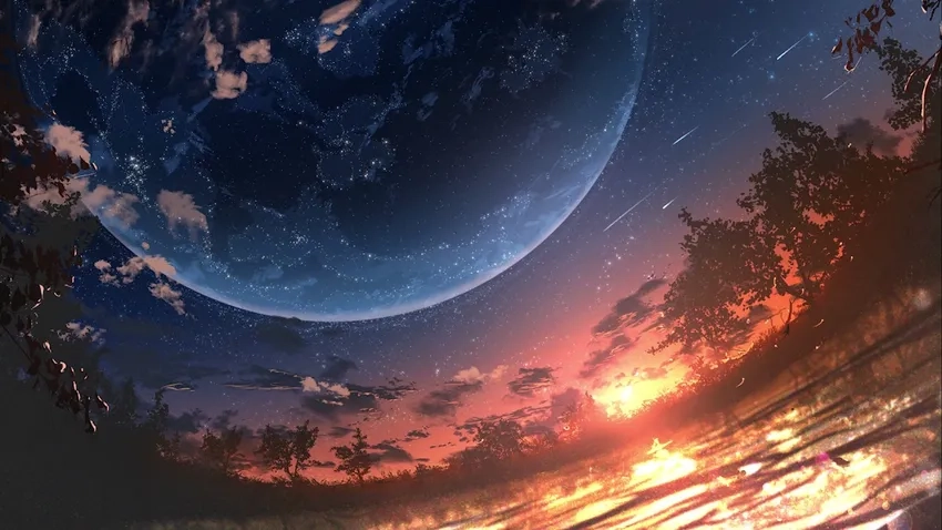Hình nền anime vũ trụ màu sắc rực rỡ và ấn tượng