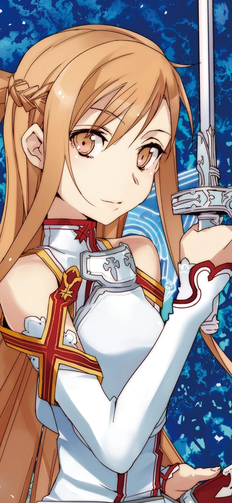 Hình ảnh Yuuki Asuna SAO trong bộ giáp trắng đỏ biểu tượng đầy nổi bật