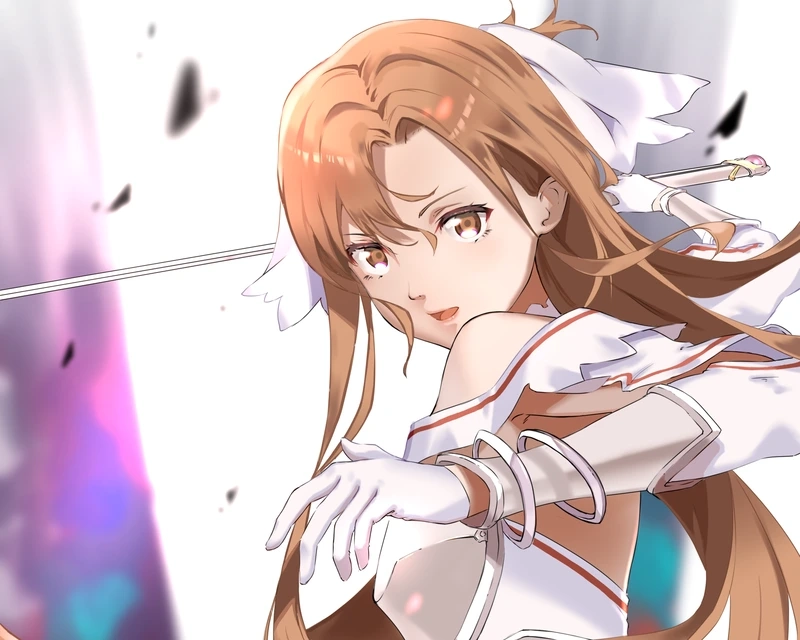 Asuna Yuuki chibi với biểu cảm dễ thương và dáng đứng tinh nghịch