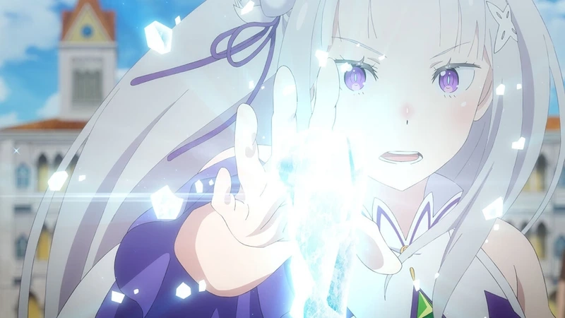 Emilia anime character với phong thái quý phái và nhẹ nhàng