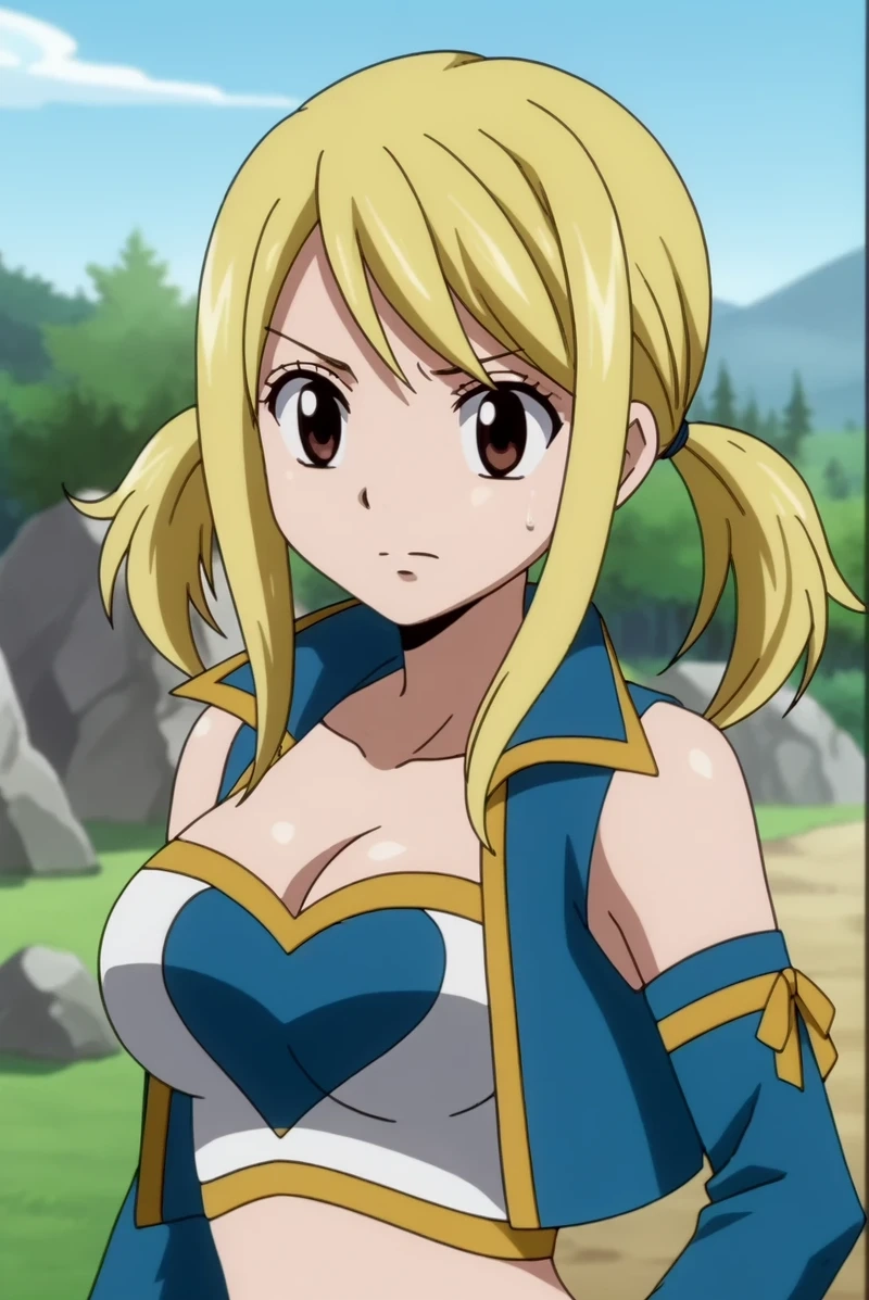 Anime Lucy Heartfilia trong trang phục chiến đấu tinh linh đầy mạnh mẽ