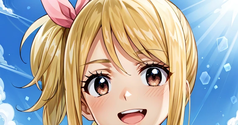 Cute Lucy Heartfilia với nụ cười tươi sáng và đôi mắt long lanh