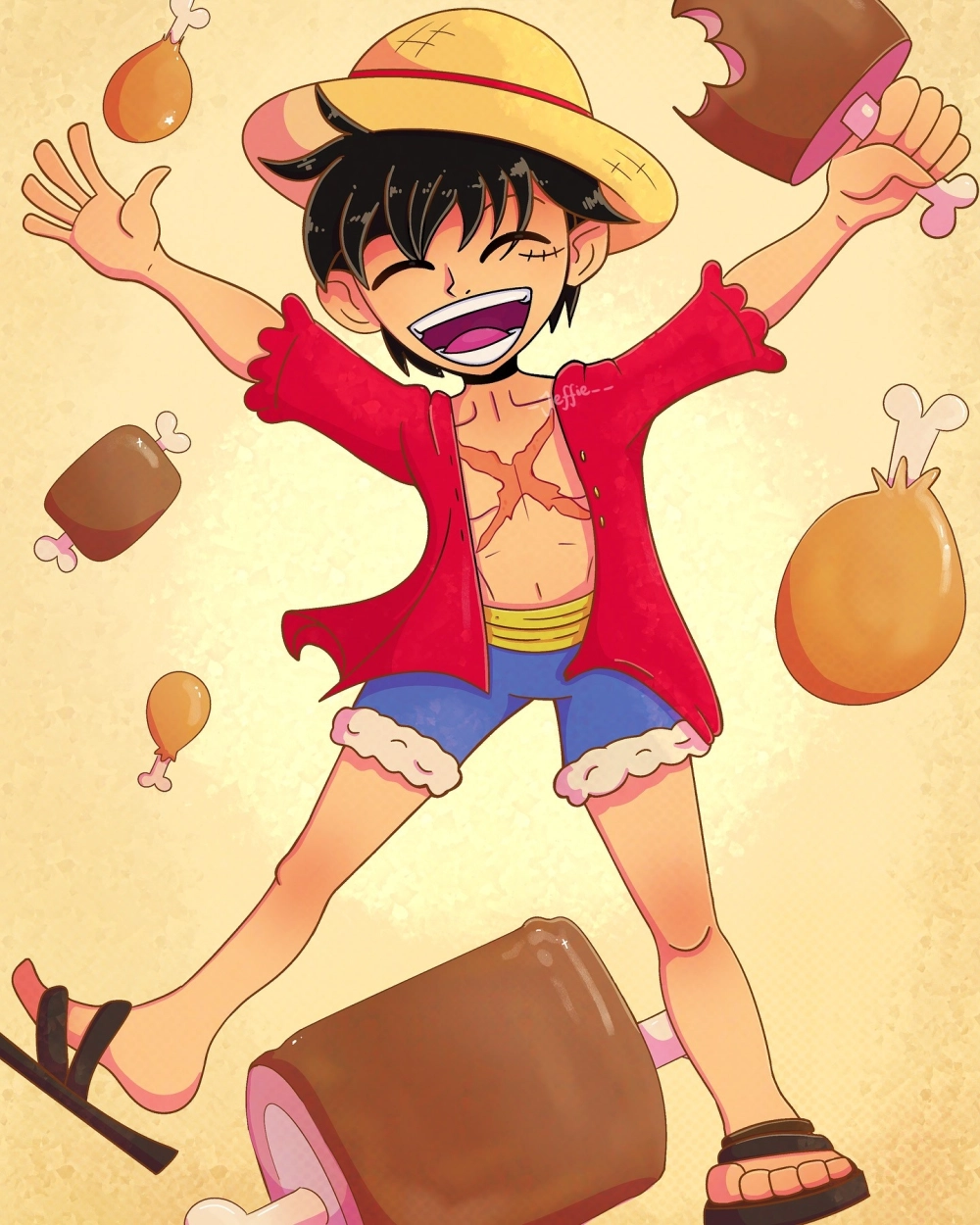 Monkey D. Luffy anime với phong cách năng động thu hút