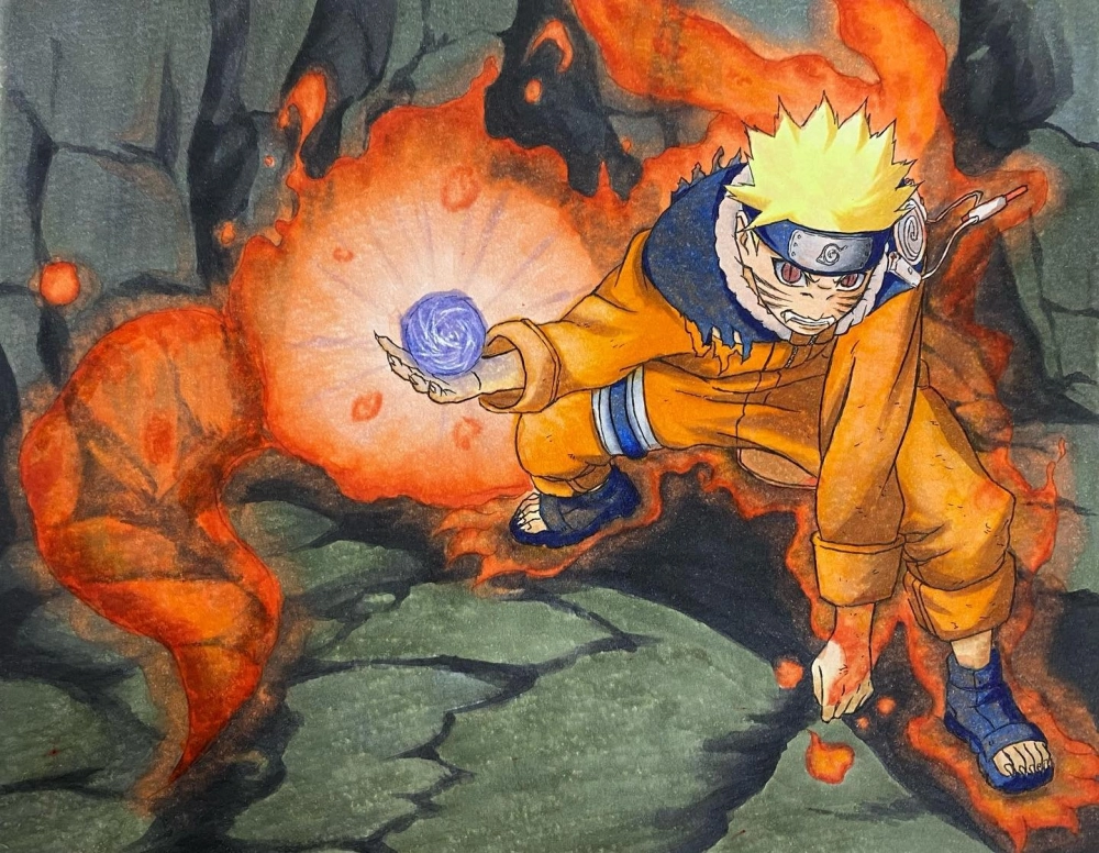 Naruto Uzumaki HD hiển thị đường nét sắc nét rõ ràng