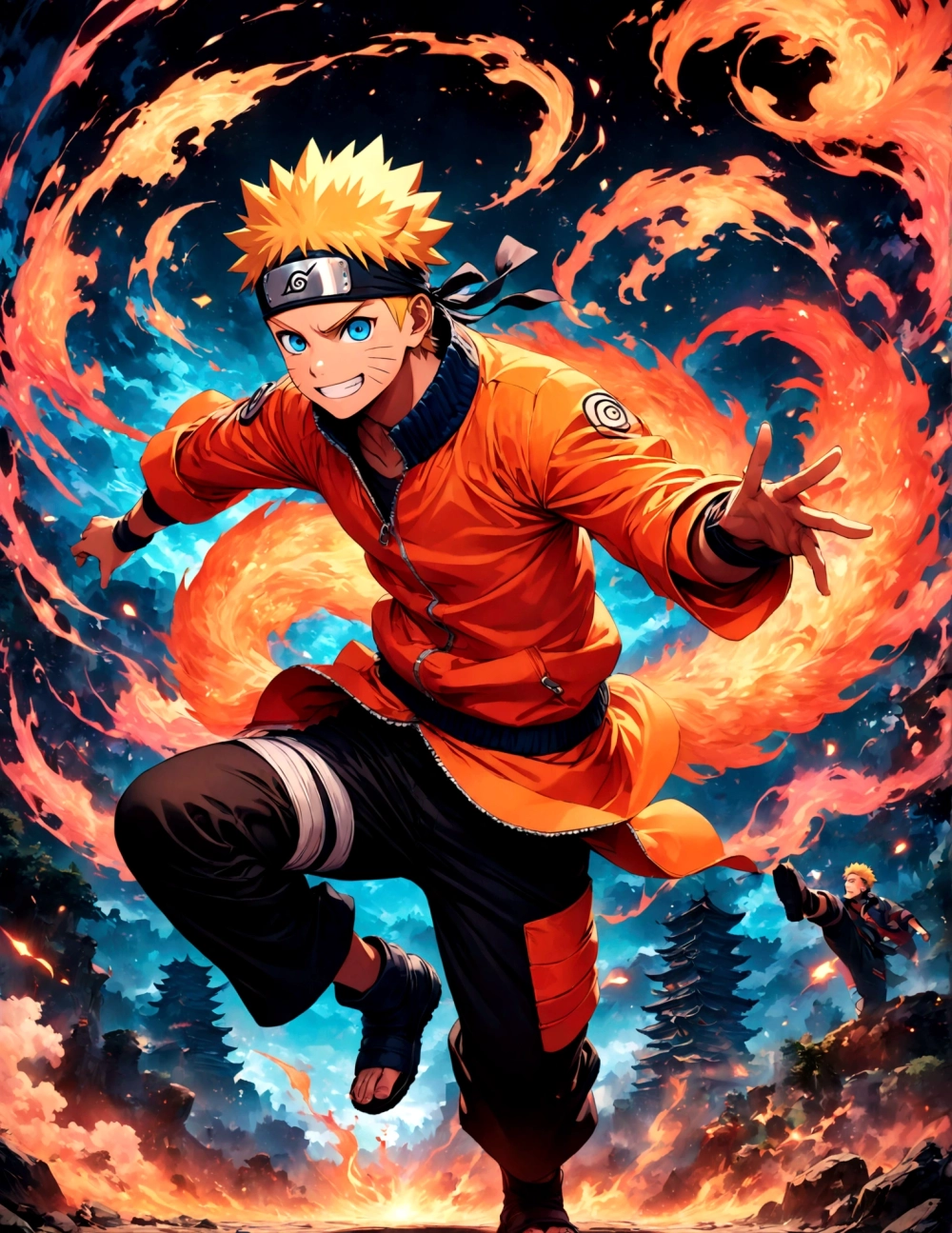 Naruto Uzumaki ngầu với thần thái mạnh mẽ nổi bật