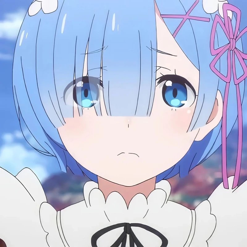 Rem anime cute với đôi má ửng hồng và nụ cười trong sáng
