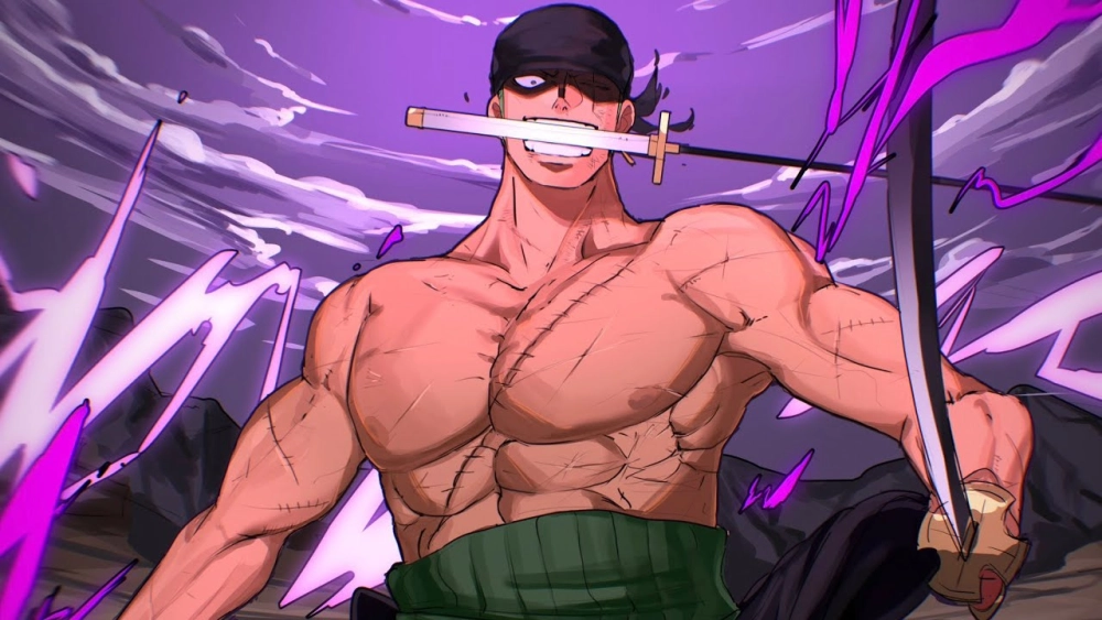 Roronoa Zoro kiếm thể hiện sức mạnh và kỹ năng tuyệt vời