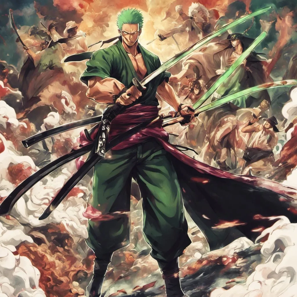 Roronoa Zoro hình nền nổi bật đầy sức sống mạnh mẽ