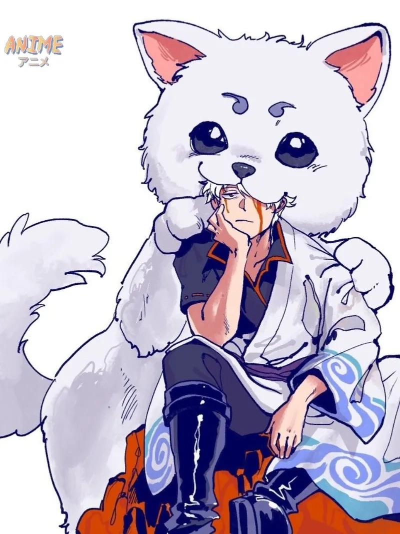 Khoảnh khắc Sadaharu hoạt hình cắn Gintoki