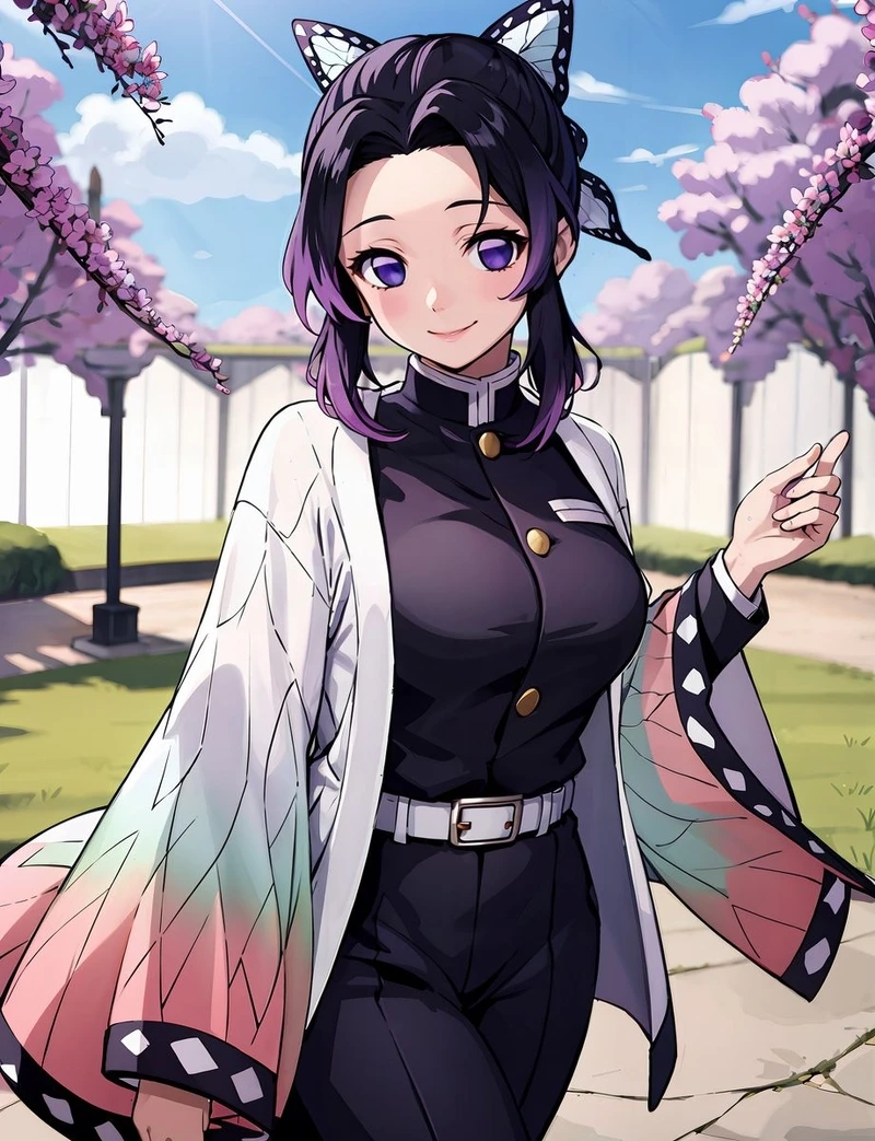 Kochou Shinobu anime trong bộ haori cánh bướm đặc trưng đầy thanh lịch