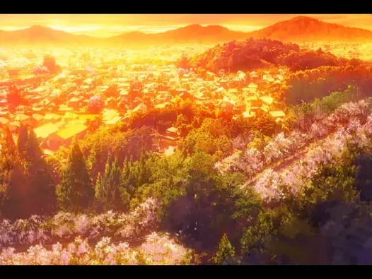 Ảnh anime phong cảnh bình minh rực rỡ trên từng khung hình